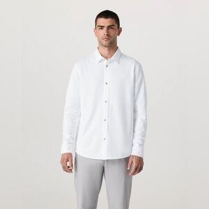 NWT Vuori Long Sleeve Knit Oxford Button Down in White